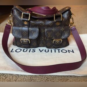 Louis Vuitton Manhattan Handbag w/Raisin Trim